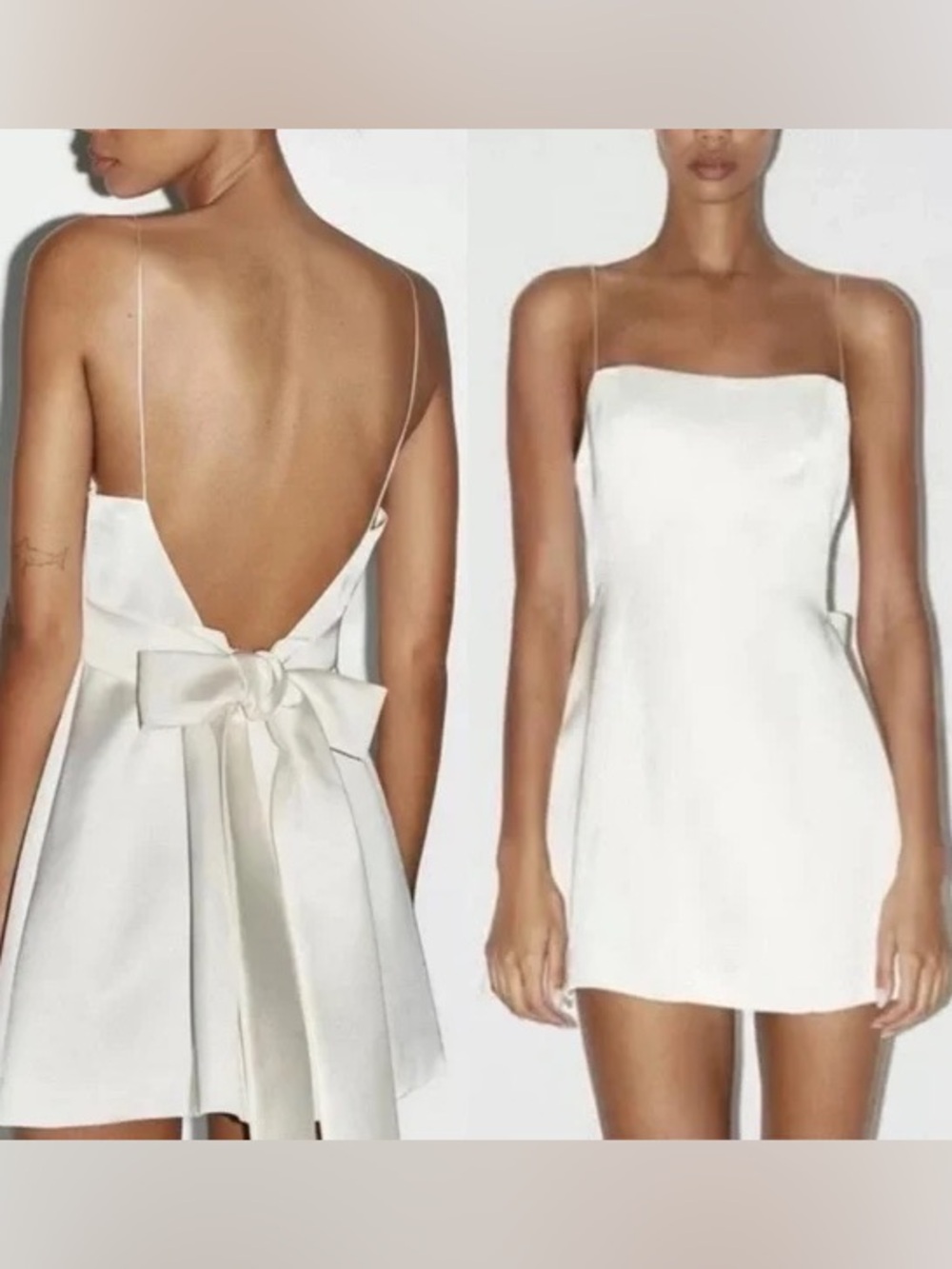 NWT Zara Bow Back White Dress - Picture 2 of 16